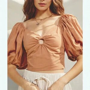 Abercrombie and Fitch Puff Sleeve Crop Top Size M